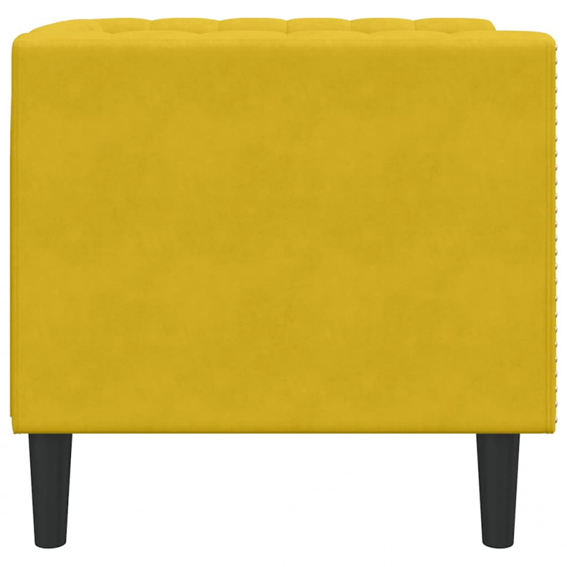 Fotel Chesterfield, żółty, tapicerowany aksamitem