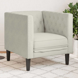 Fotel Chesterfield, kremowy, tapicerowany aksamitem