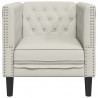 Fotel Chesterfield, kremowy, tapicerowany aksamitem