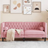Sofa Chesterfield z wałkami, dwuosobowa, różowa, aksamit