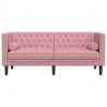 Sofa Chesterfield z wałkami, dwuosobowa, różowa, aksamit