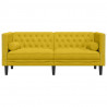 Sofa Chesterfield z wałkami, dwuosobowa, żółta, aksamit