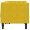 Sofa Chesterfield z wałkami, dwuosobowa, żółta, aksamit