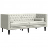 Sofa Chesterfield z wałkami, dwuosobowa, kremowa, aksamit