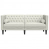 Sofa Chesterfield z wałkami, dwuosobowa, kremowa, aksamit