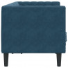 Sofa Chesterfield z wałkami, dwuosobowa, niebieska, aksamit