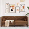 Sofa Chesterfield z wałkami, 3-os., brązowa, sztuczny zamsz