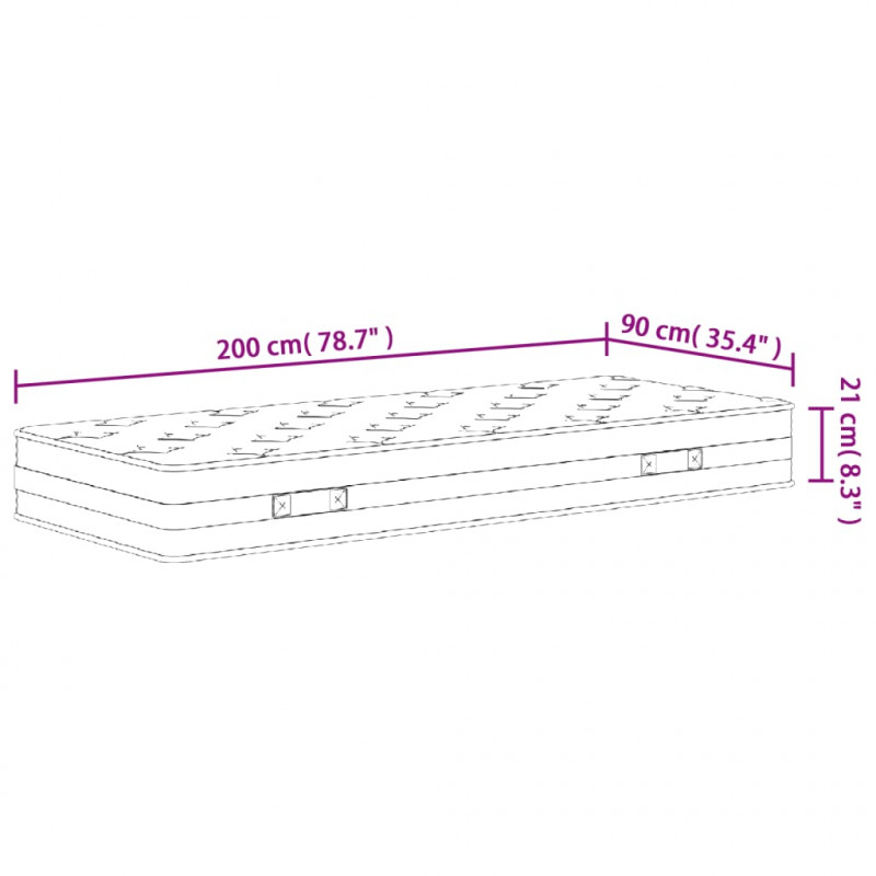 Materac bonellowy, twardość średnia, 90x200 cm