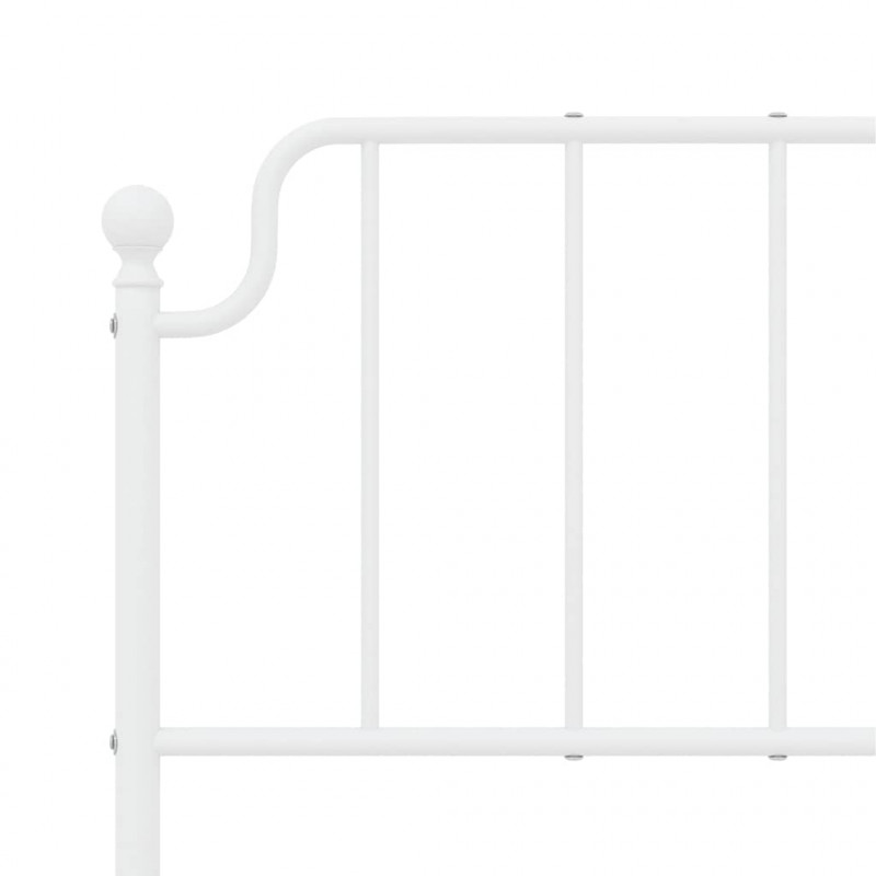 Metalowa rama łóżka z wezgłowiem i zanóżkiem, biała, 135x190 cm