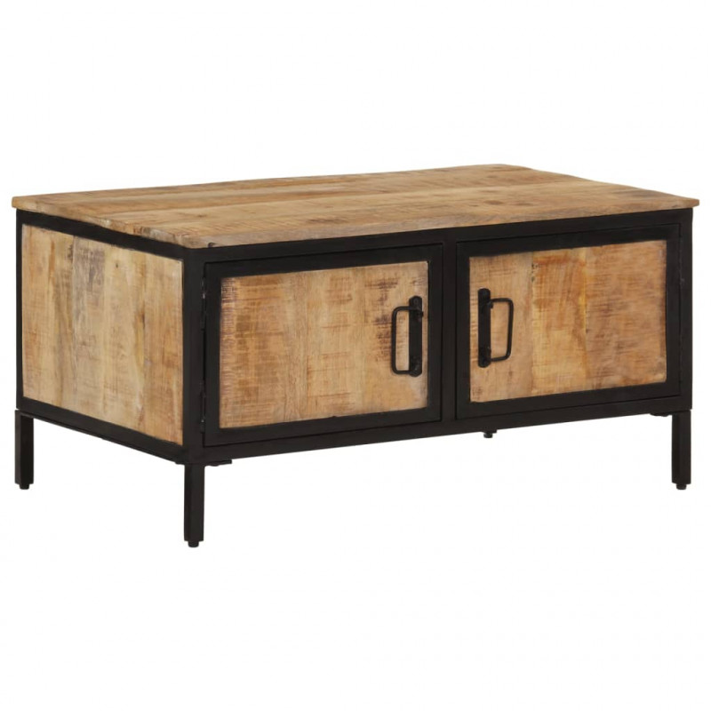 Stolik kawowy, 80x50x40 cm, surowe lite drewno mango