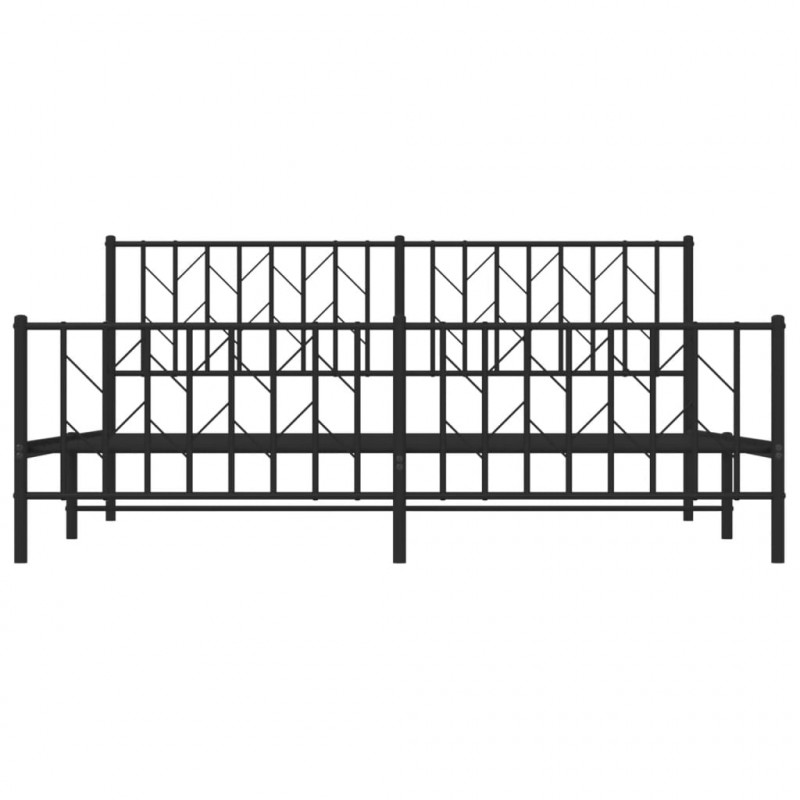 Metalowe łóżko z zanóżkiem, bez materaca, czarne, 180x200 cm