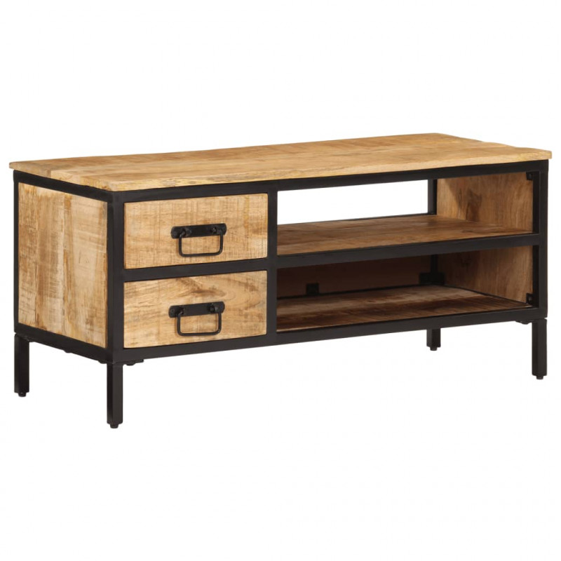 Szafka pod TV, 90x35x40 cm, surowe lite drewno mango