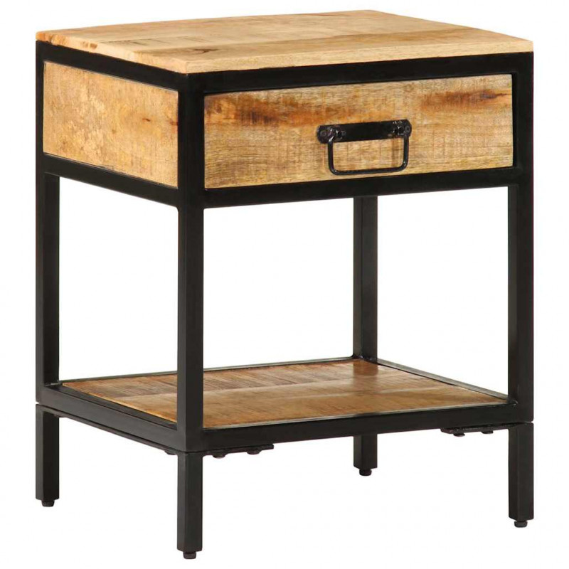 Stolik nocny Brązowy 40 x 35 x 50 cm Lite drewno mango i metal