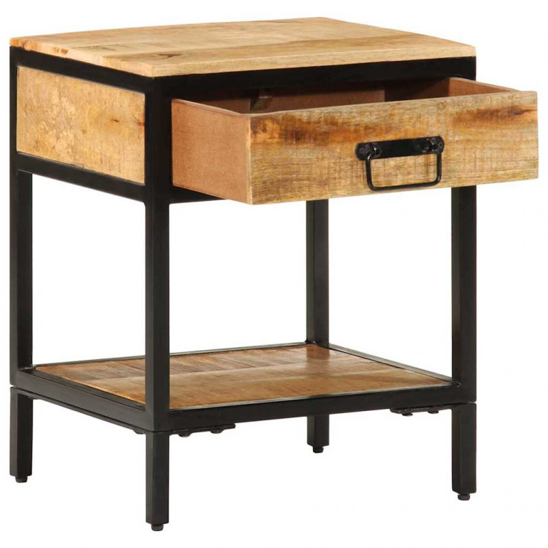 Stolik nocny Brązowy 40 x 35 x 50 cm Lite drewno mango i metal