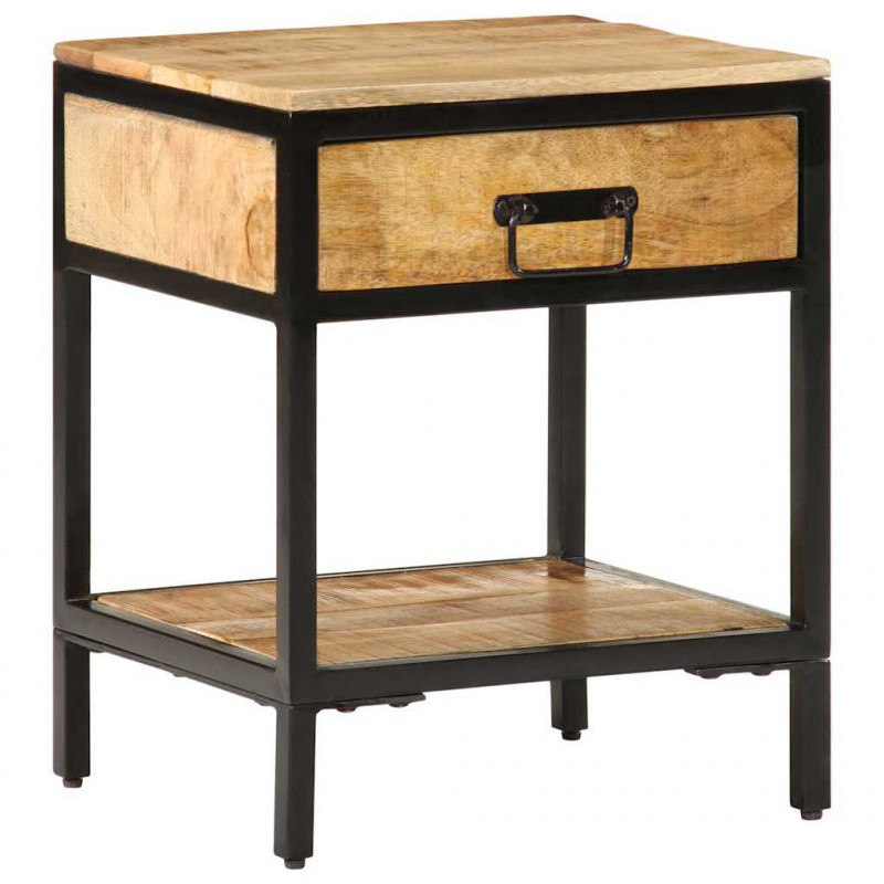 Stolik nocny Brązowy 40 x 35 x 50 cm Lite drewno mango i metal