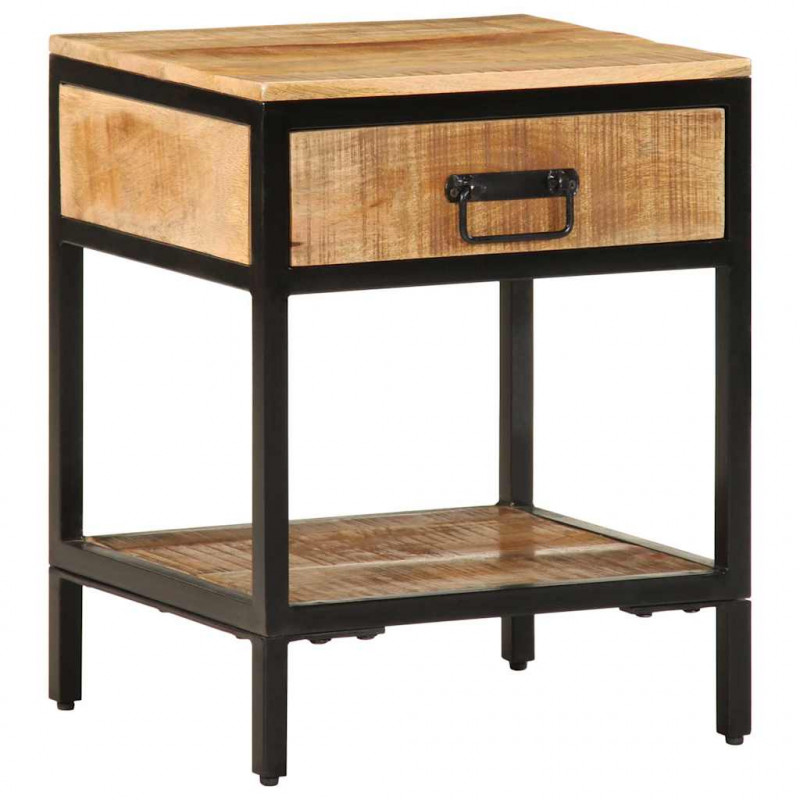 Stolik nocny Brązowy 40 x 35 x 50 cm Lite drewno mango i metal