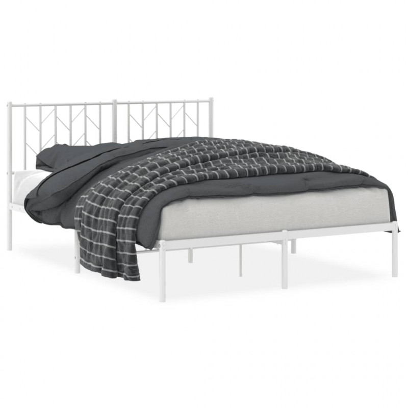 Metalowa rama łóżka z wezgłowiem biała, 140x200 cm