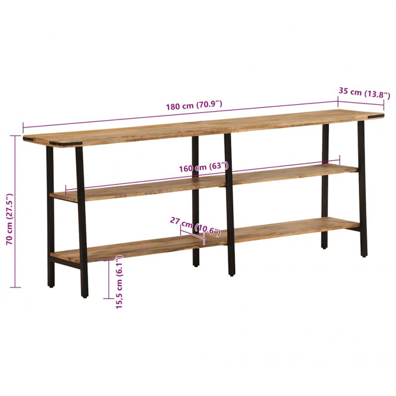 Konsola 180x35x70 cm Drewno lite Mango