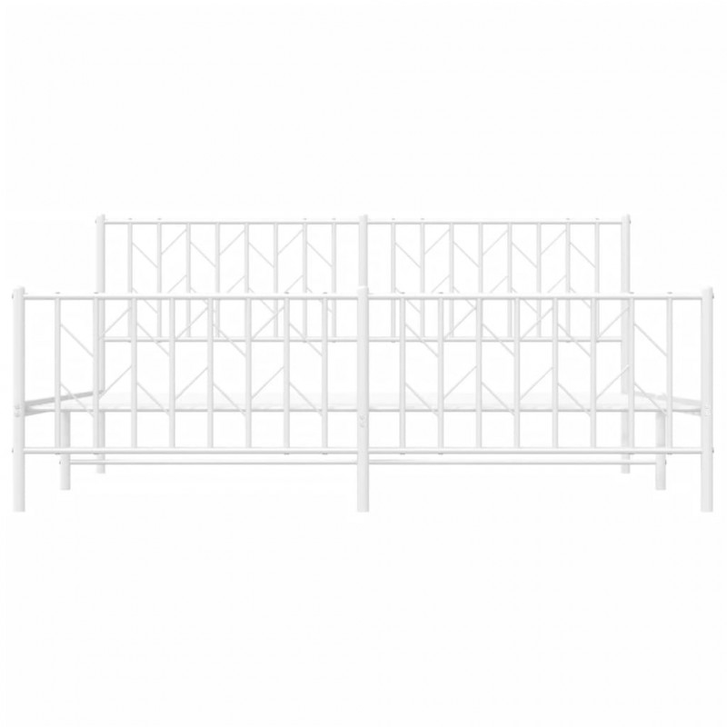 Metalowa rama łóżka z wezgłowiem i zanóżkiem, biała, 180x200 cm