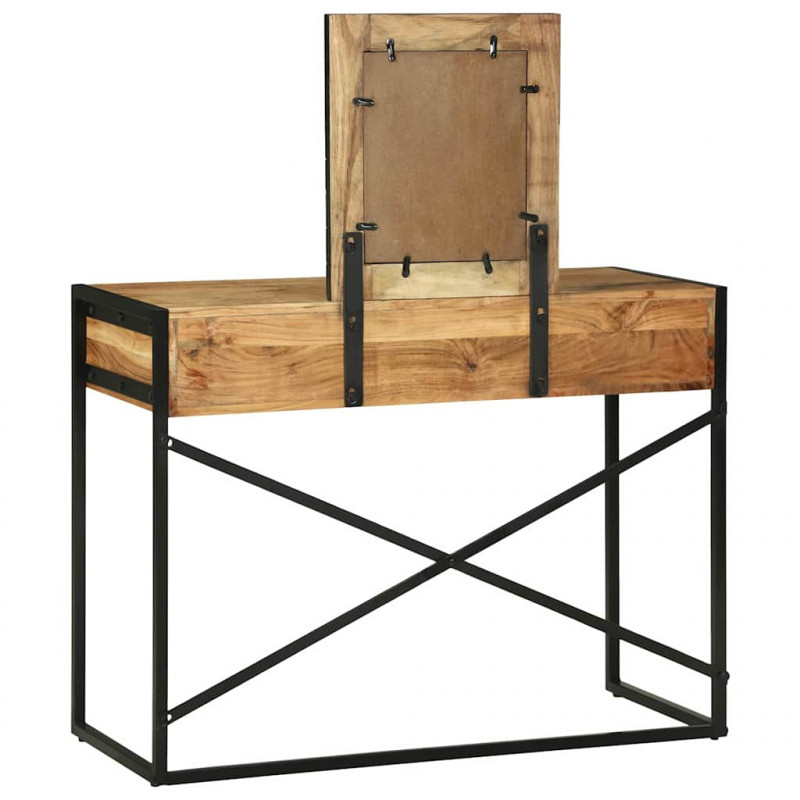 Toaletka Z lustrem Brązowy 100 x 40 x 120 cm Lite Drewno Akacji