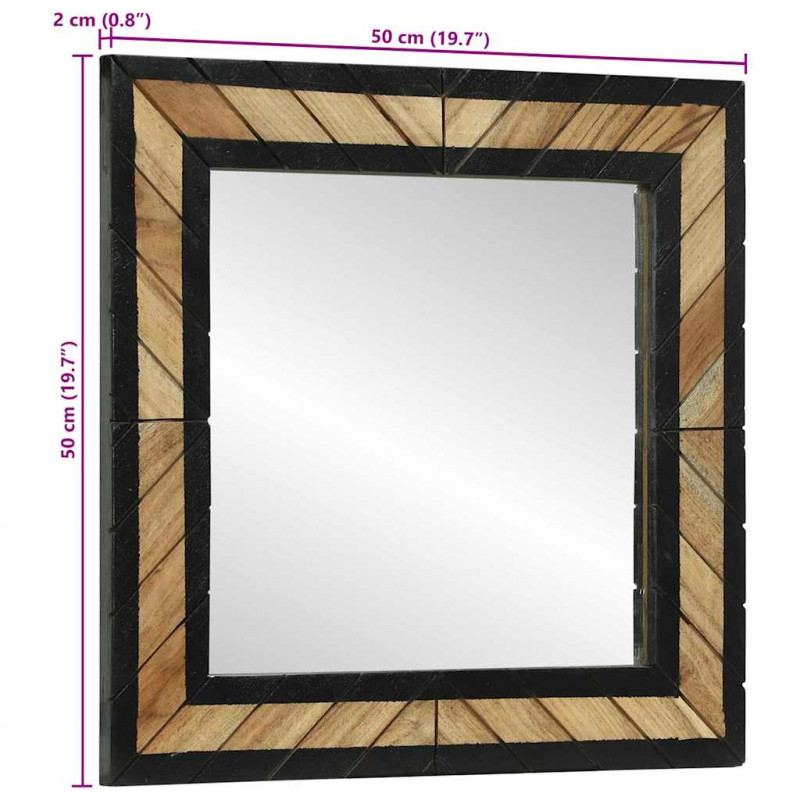Lustro ścienne Prostokątny Czarny i Brązowy 50 x 2 x 50 cm