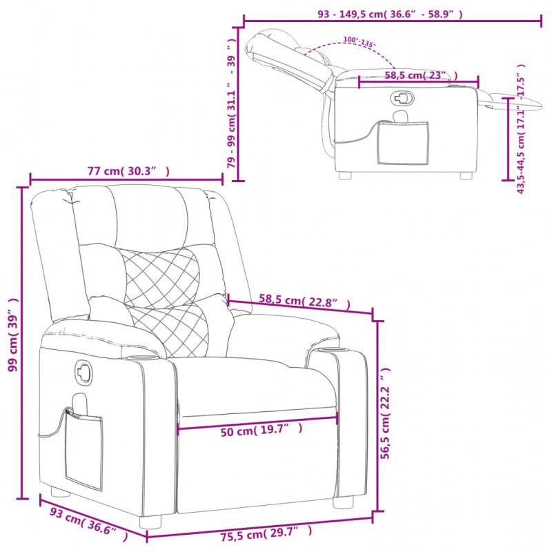Rozkładany fotel masujący, kremowe, sztuczna skóra