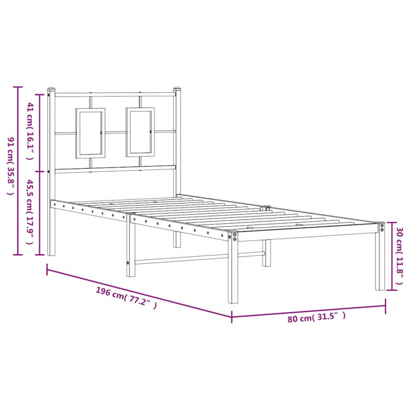 Metalowe łóżko z wezgłowiem, bez materaca, białe, 75x190 cm