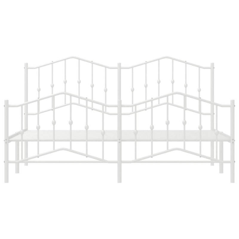 Metalowa rama łóżka z wezgłowiem i zanóżkiem, biała, 180x200 cm