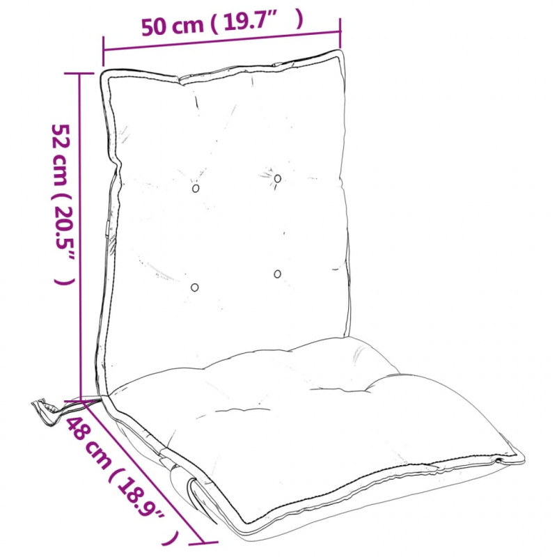 Poduszki na krzesła z niskim oparciem, 6 szt., czarne