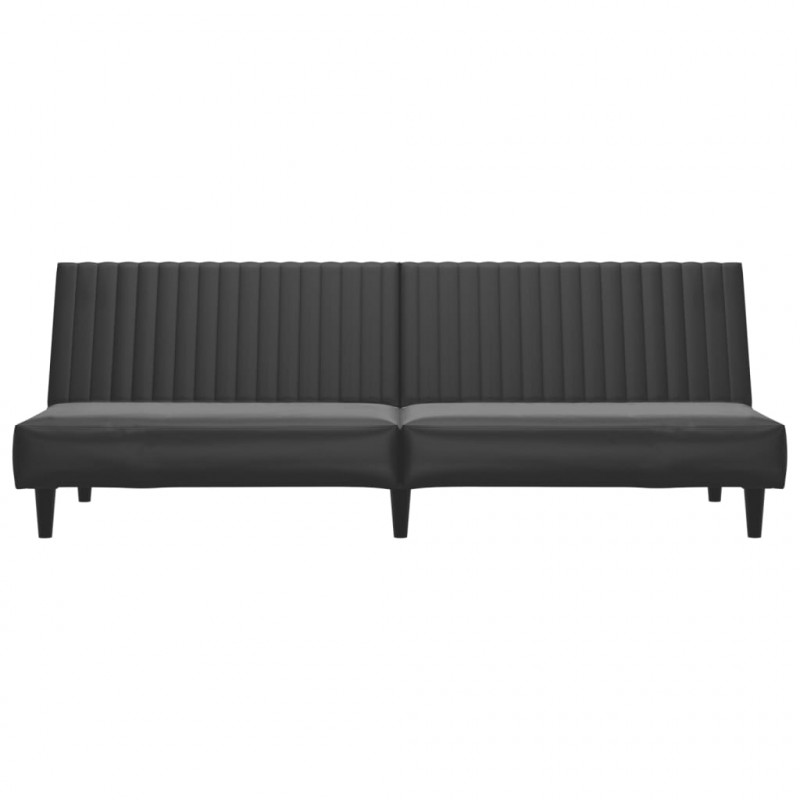 2-osobowa sofa, czarna, sztuczna skóra