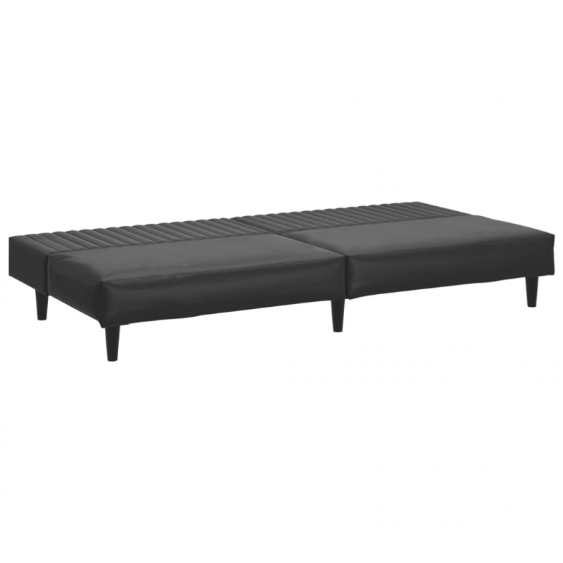 2-osobowa sofa, czarna, sztuczna skóra
