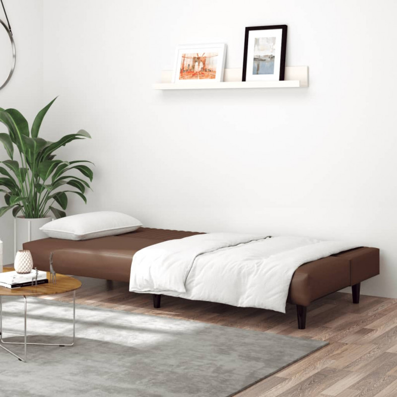 2-osobowa sofa, brązowa, sztuczna skóra