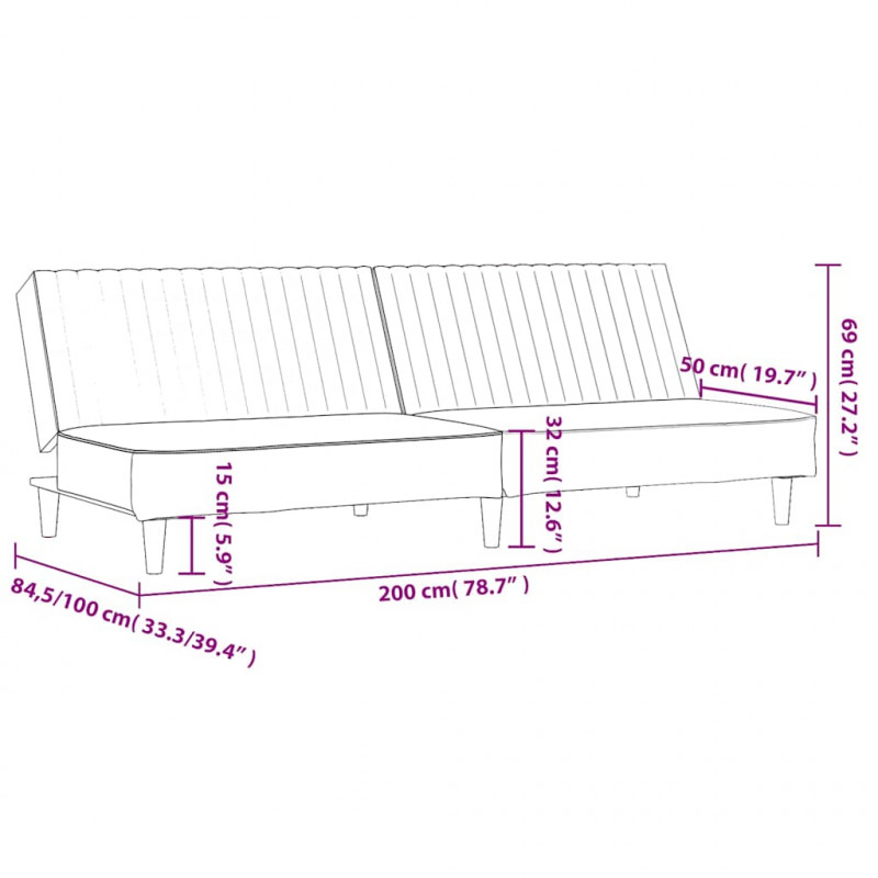 2-osobowa sofa, szara, sztuczna skóra