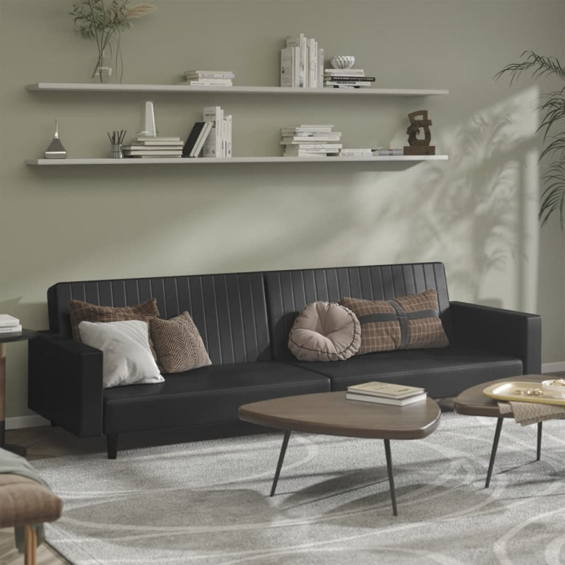 2-osobowa sofa, czarna, sztuczna skóra