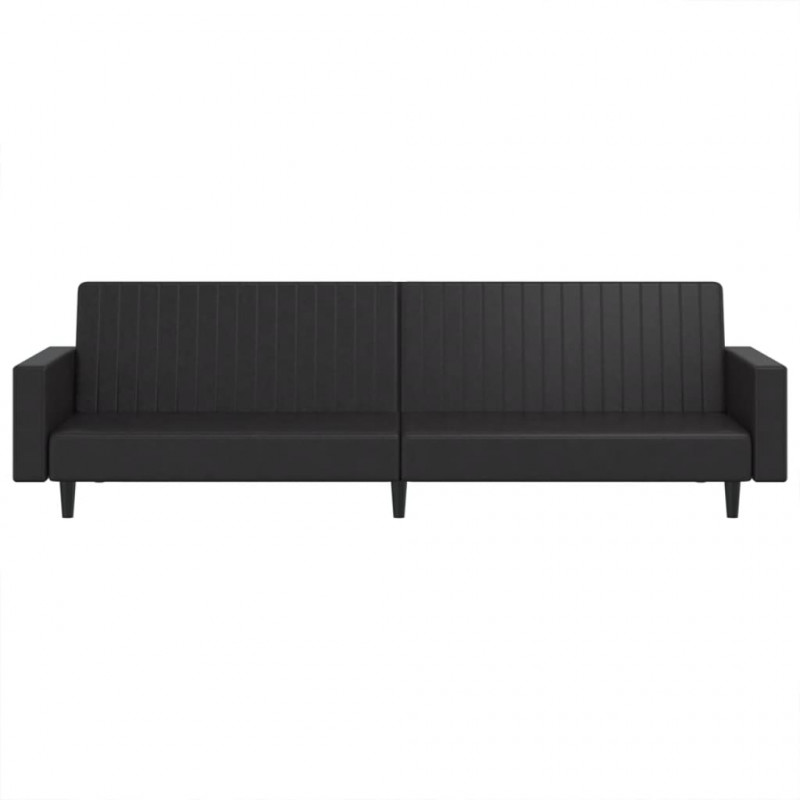 2-osobowa sofa, czarna, sztuczna skóra