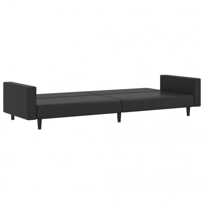 2-osobowa sofa, czarna, sztuczna skóra