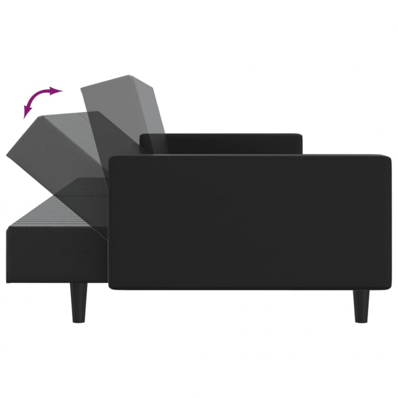 2-osobowa sofa, czarna, sztuczna skóra