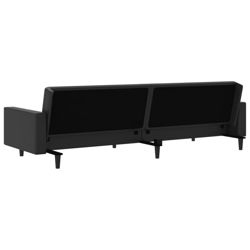 2-osobowa sofa, czarna, sztuczna skóra