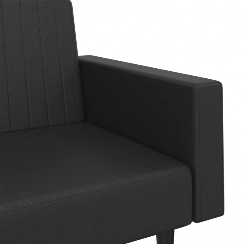 2-osobowa sofa, czarna, sztuczna skóra