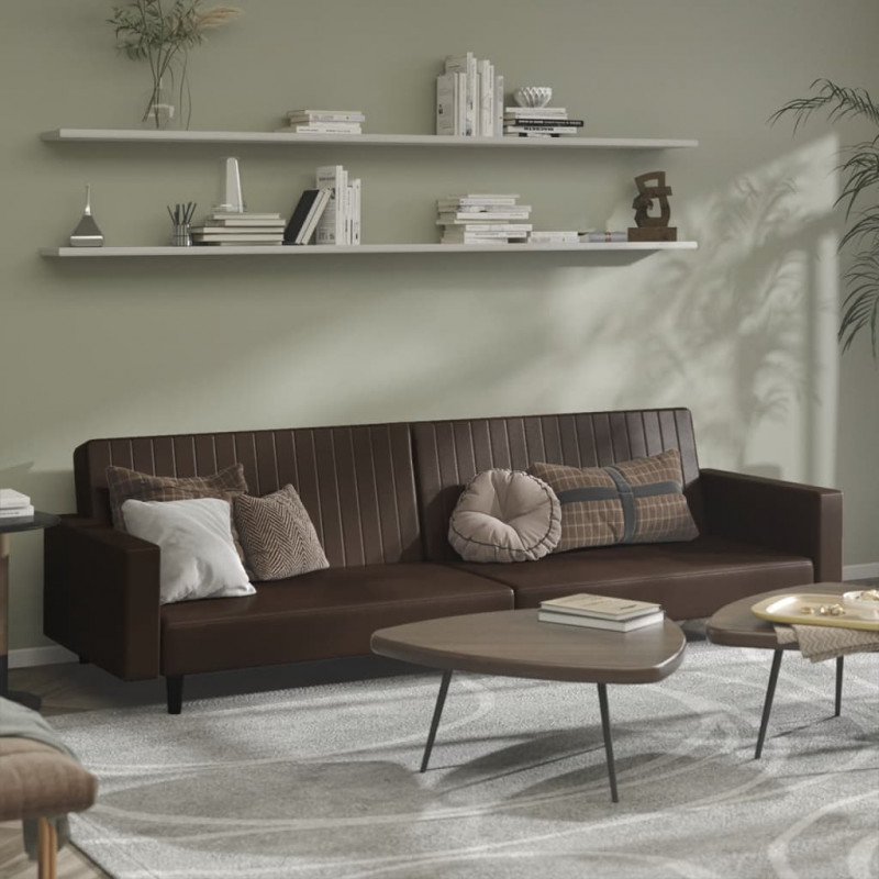 2-osobowa sofa, brązowa, sztuczna skóra