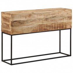 Stolik konsolowy, 110x30x75 cm, surowe drewno mango i żelazo