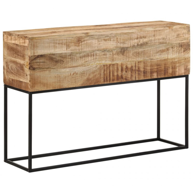 Stolik konsolowy, 110x30x75 cm, surowe drewno mango i żelazo