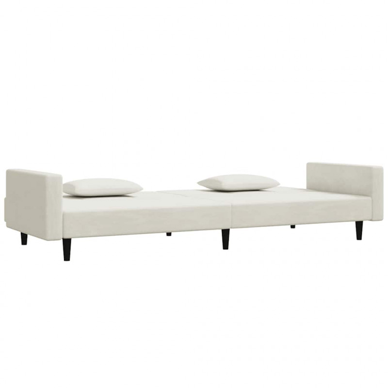 2-osobowa kanapa, 2 poduszki, kremowa, aksamitna