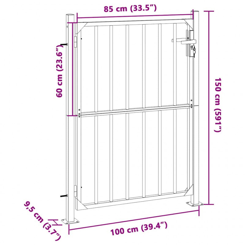 Brama ogrodowa 100x145 cm Stal nierdzewna
