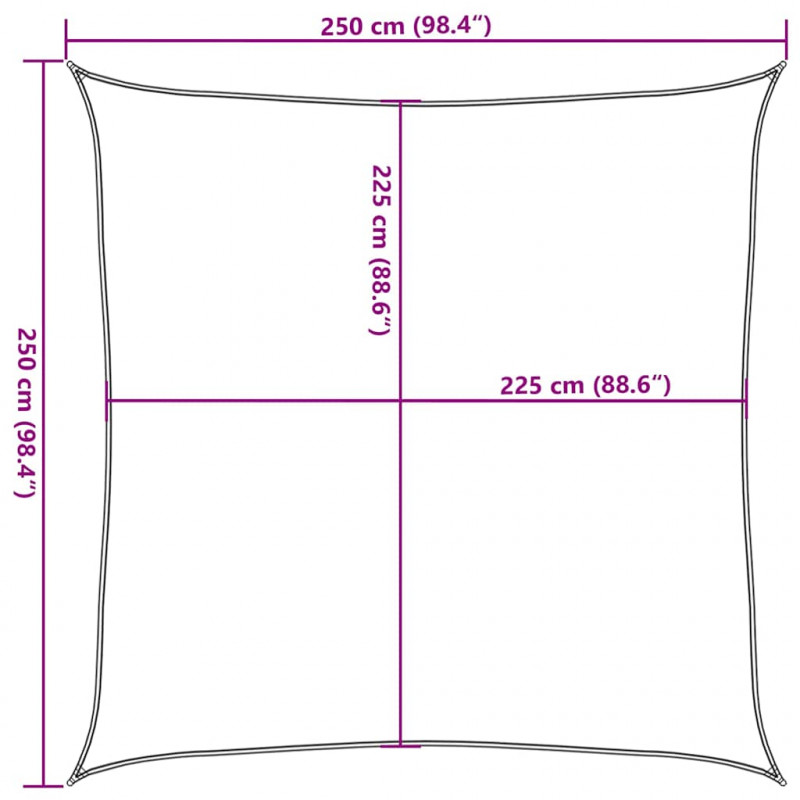 Żagiel przeciwsłoneczny, 160 g/m², piaskowy, 2,5x2,5 m, HDPE