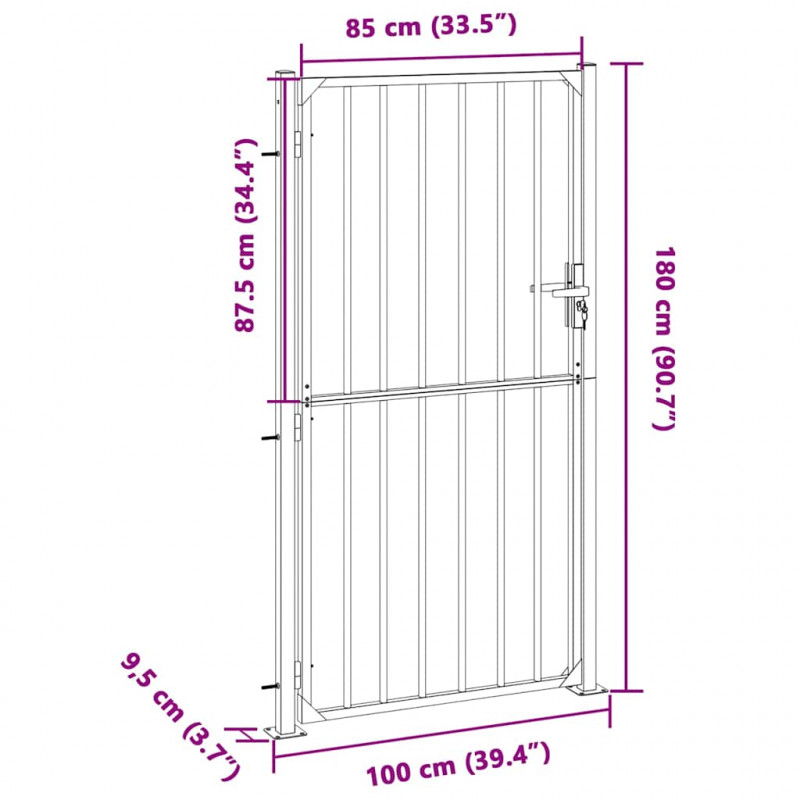 Brama ogrodowa 100x175 cm Stal nierdzewna