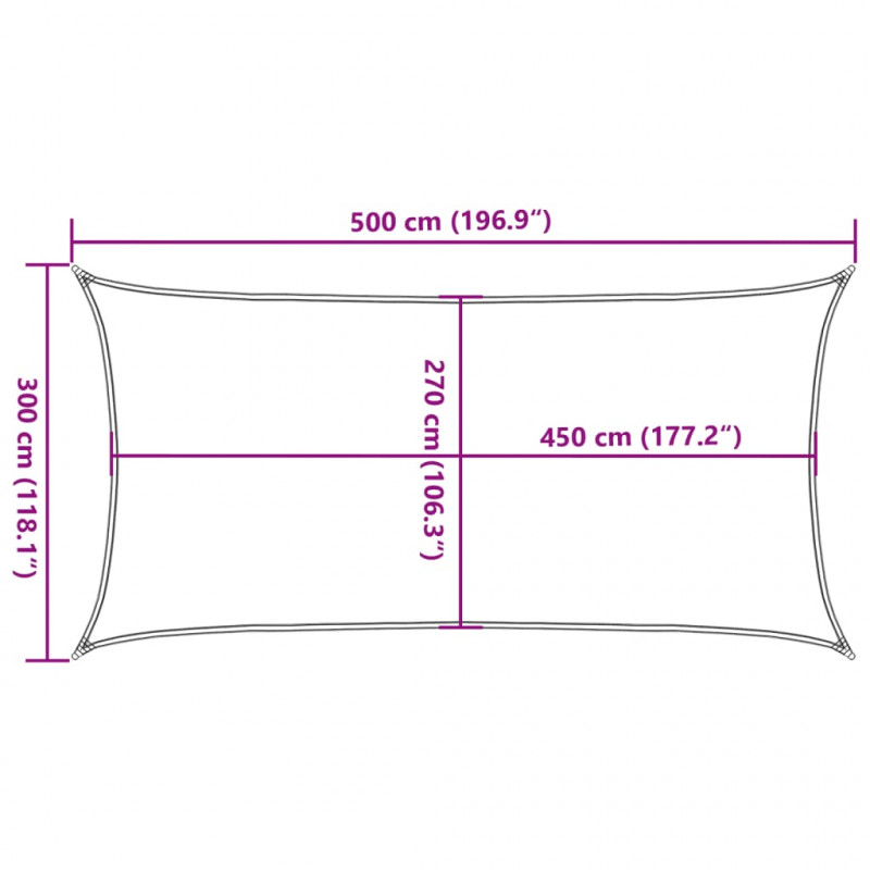 Żagiel przeciwsłoneczny, 160 g/m², piaskowy, 3x5 m, HDPE