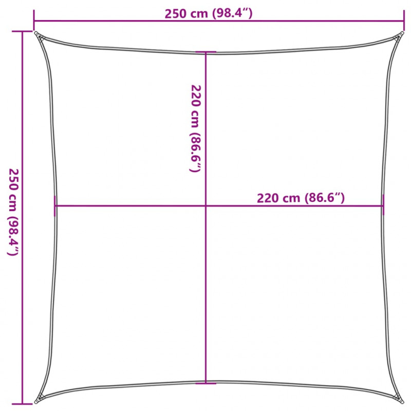 Żagiel przeciwsłoneczny, piaskowy, 2,5x2,5 m, 100% poliester