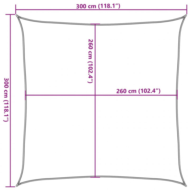 Żagiel przeciwsłoneczny, piaskowy, 3x3 m, 100% poliester