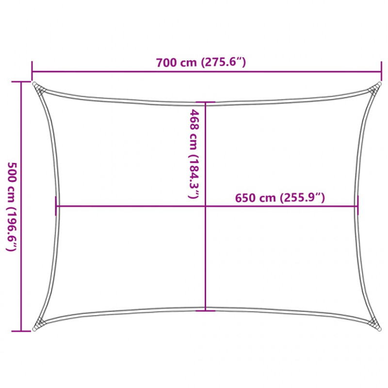 Żagiel przeciwsłoneczny, piaskowy, 7x5 m, 100% poliester